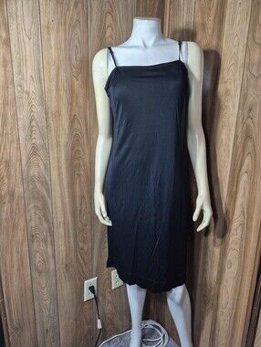 Akris Women's Black Sleeveless Square Neck Slip Dress Size 10